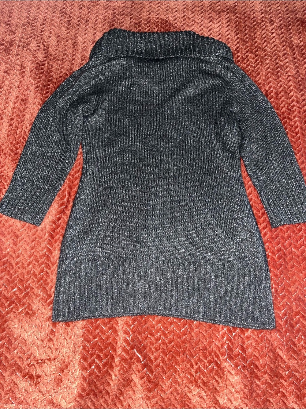 A.Buyer Gray Metallic Sequin scarf neck Sweater. Size M